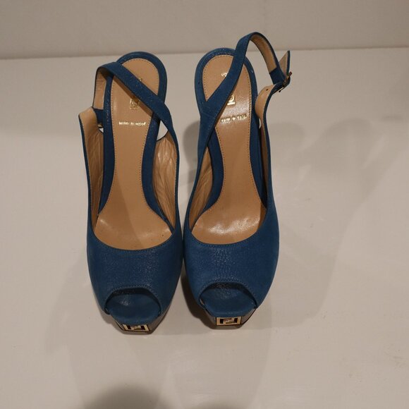 FENDI LOGO SLINGBACK PUMPS - Size 37.5 - Picture 3 of 6